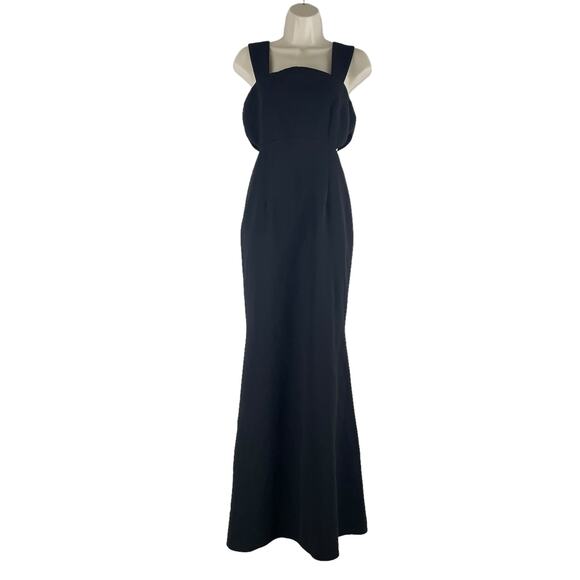 Jill Stuart Square Neck Waist Cut Out Evening Gown Maxi Dress Black Size 4 - Picture 1 of 9